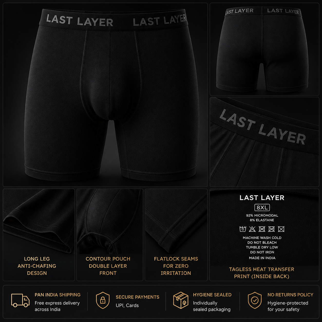 Trunks (Black) - Men's Underwear